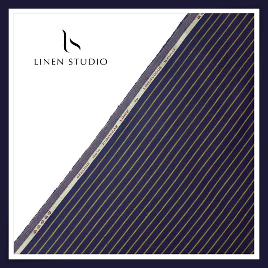40 Lea Pure Linen Suiting by Linen Vogue - Blue Alluring Stripes (NEW) (Limited Stock!)