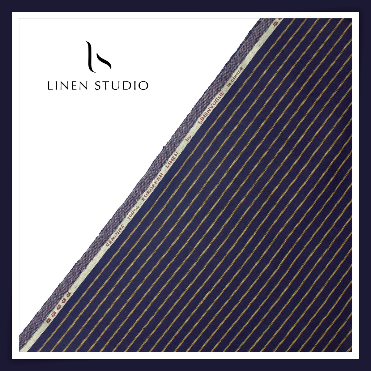 40 Lea Pure Linen Premium Suiting by Linen Vogue - Blue Alluring Stripes (65% OFF - FLAT RATE)
