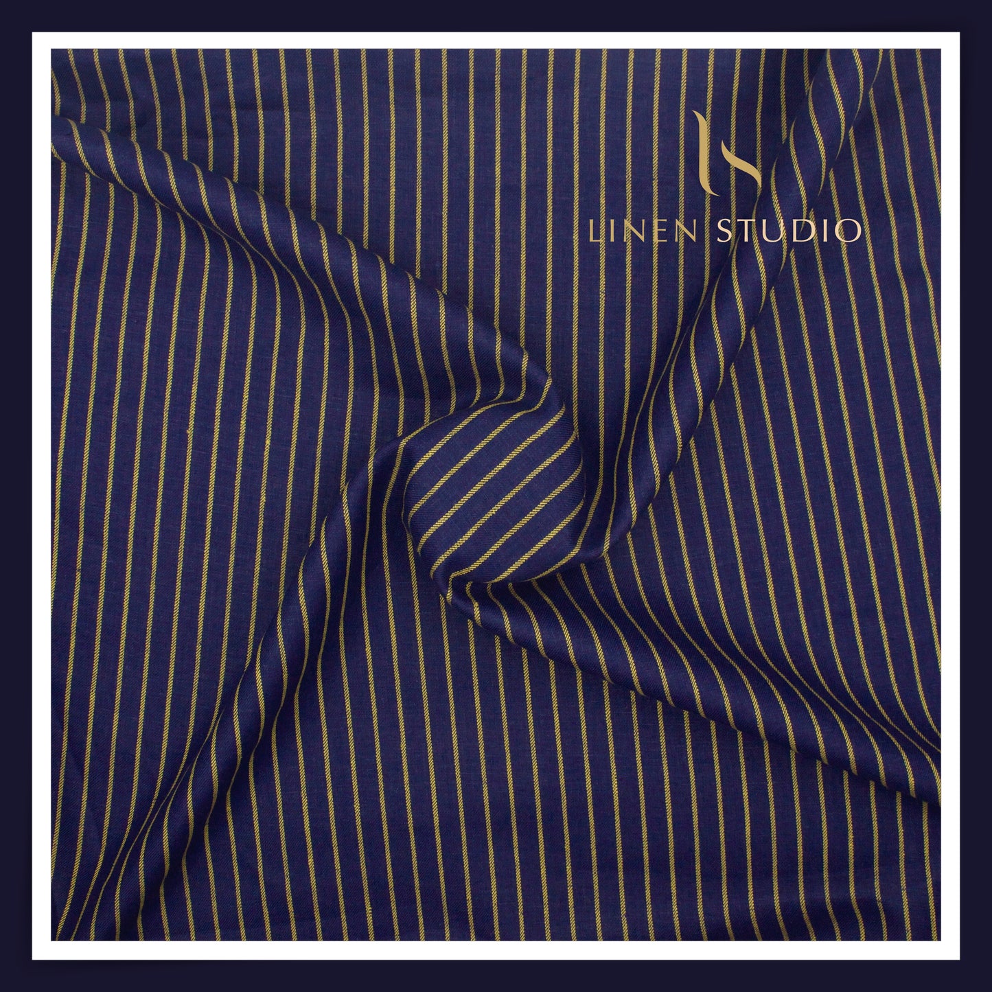 40 Lea Pure Linen Suiting by Linen Vogue - Blue Alluring Stripes (NEW) (Limited Stock!)