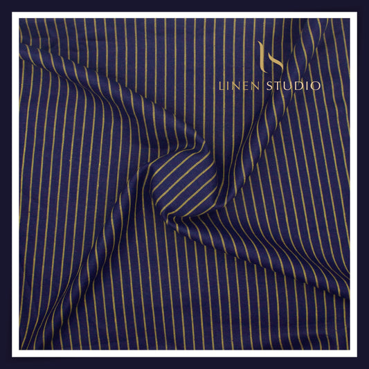 40 Lea Pure Linen Suiting by Linen Vogue - Blue Alluring Stripes (NEW) (Limited Stock!)