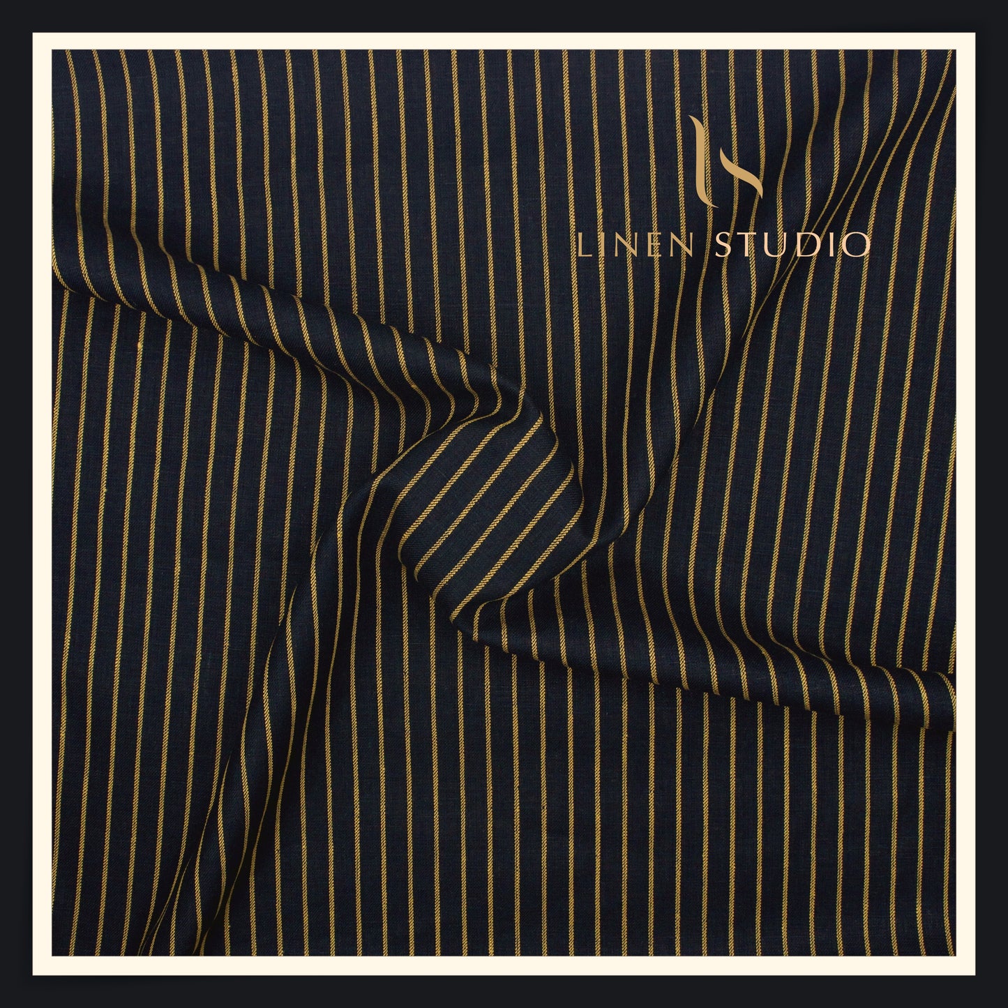 40 Lea Pure Linen Suiting by Linen Vogue - Blue Alluring Stripes (NEW) (Limited Stock!)