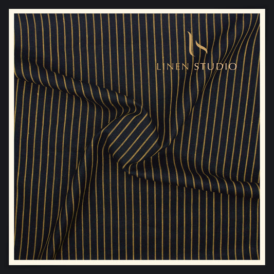 40 Lea Pure Linen Suiting by Linen Vogue - Blue Alluring Stripes (NEW) (Limited Stock!)