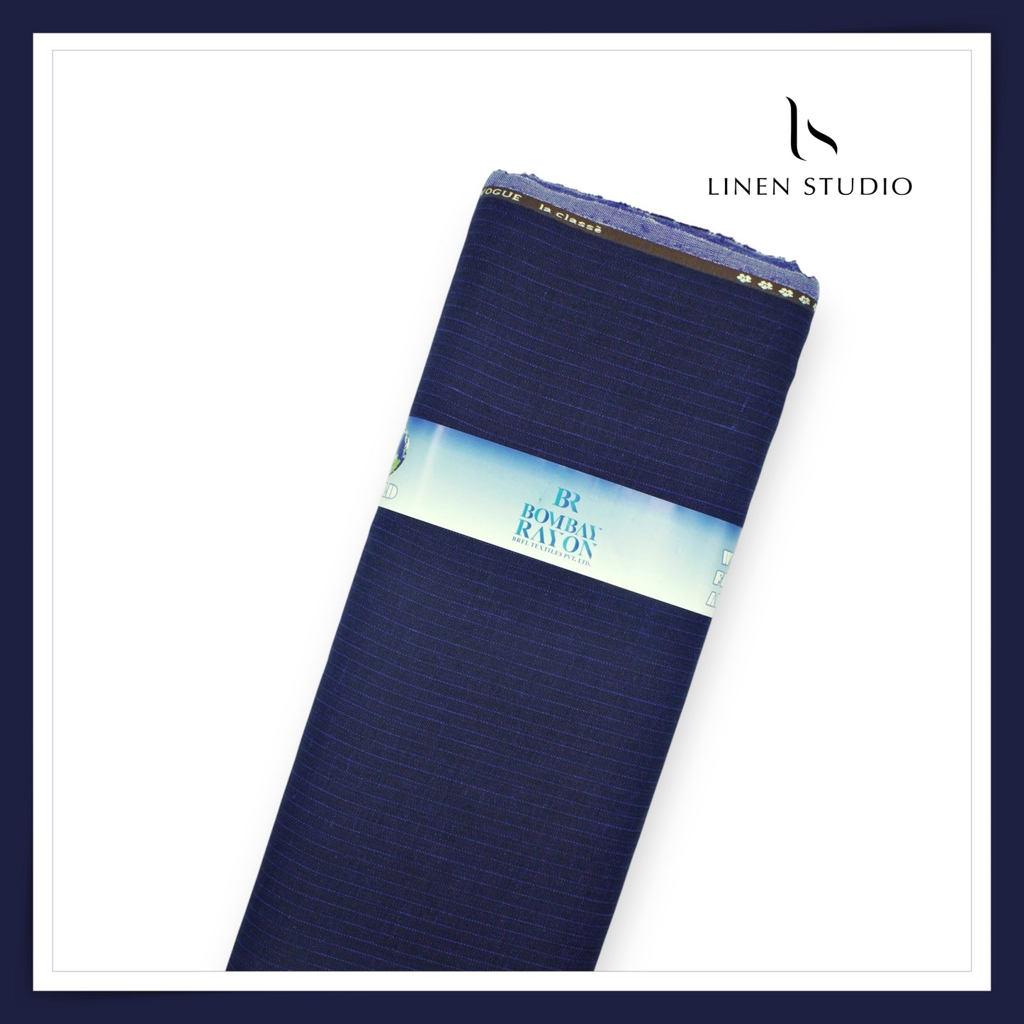 40 Lea Pure Linen Suiting by Linen Vogue - Mirage Blue Classic Stripes (NEW) (Limited Stock!)