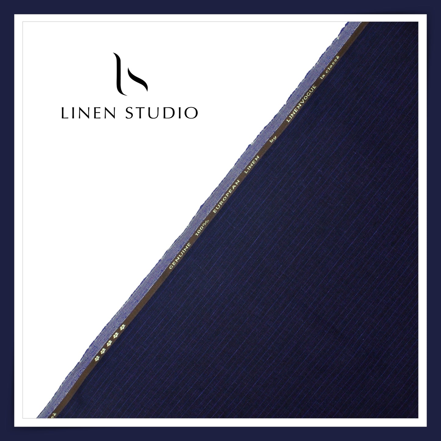 40 Lea Pure Linen Suiting by Linen Vogue - Mirage Blue Classic Stripes (NEW) (Limited Stock!)