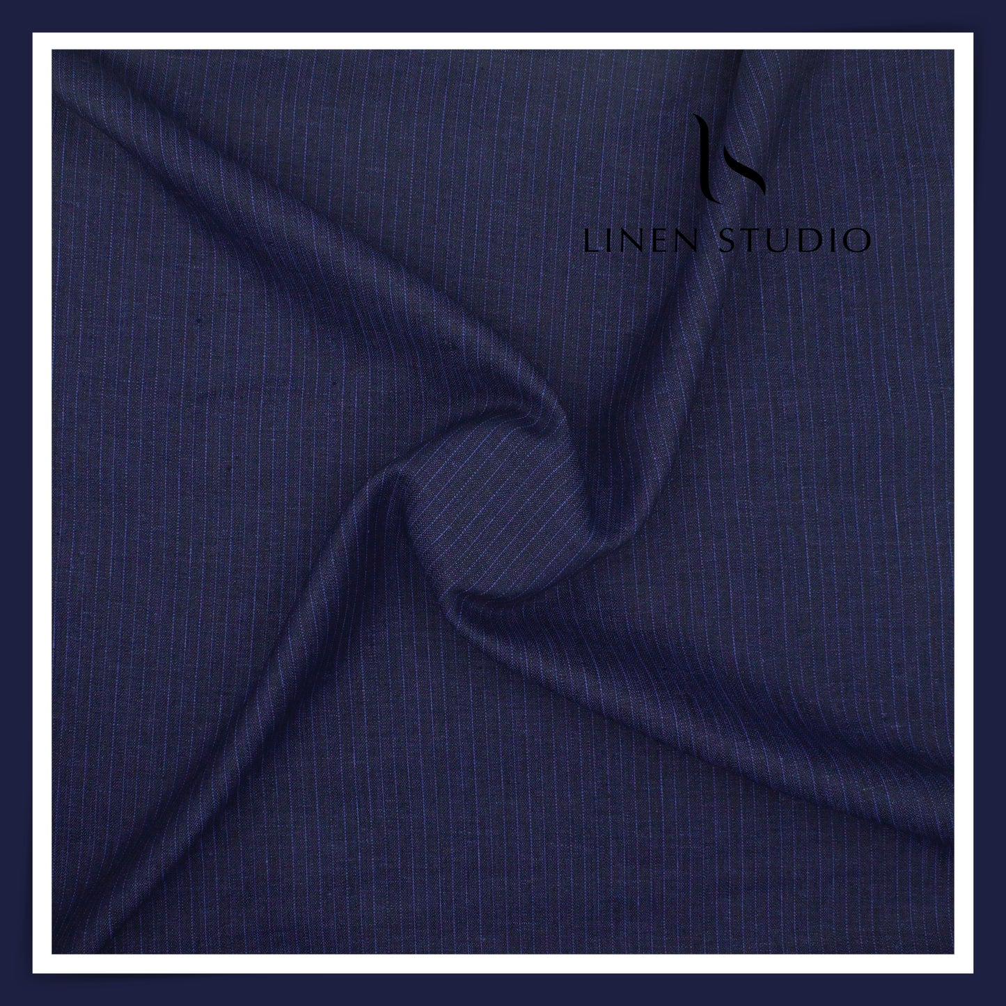40 Lea Pure Linen Suiting by Linen Vogue - Mirage Blue Classic Stripes (NEW) (Limited Stock!)