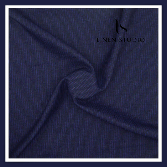40 Lea Pure Linen Suiting by Linen Vogue - Mirage Blue Classic Stripes (NEW) (Limited Stock!)