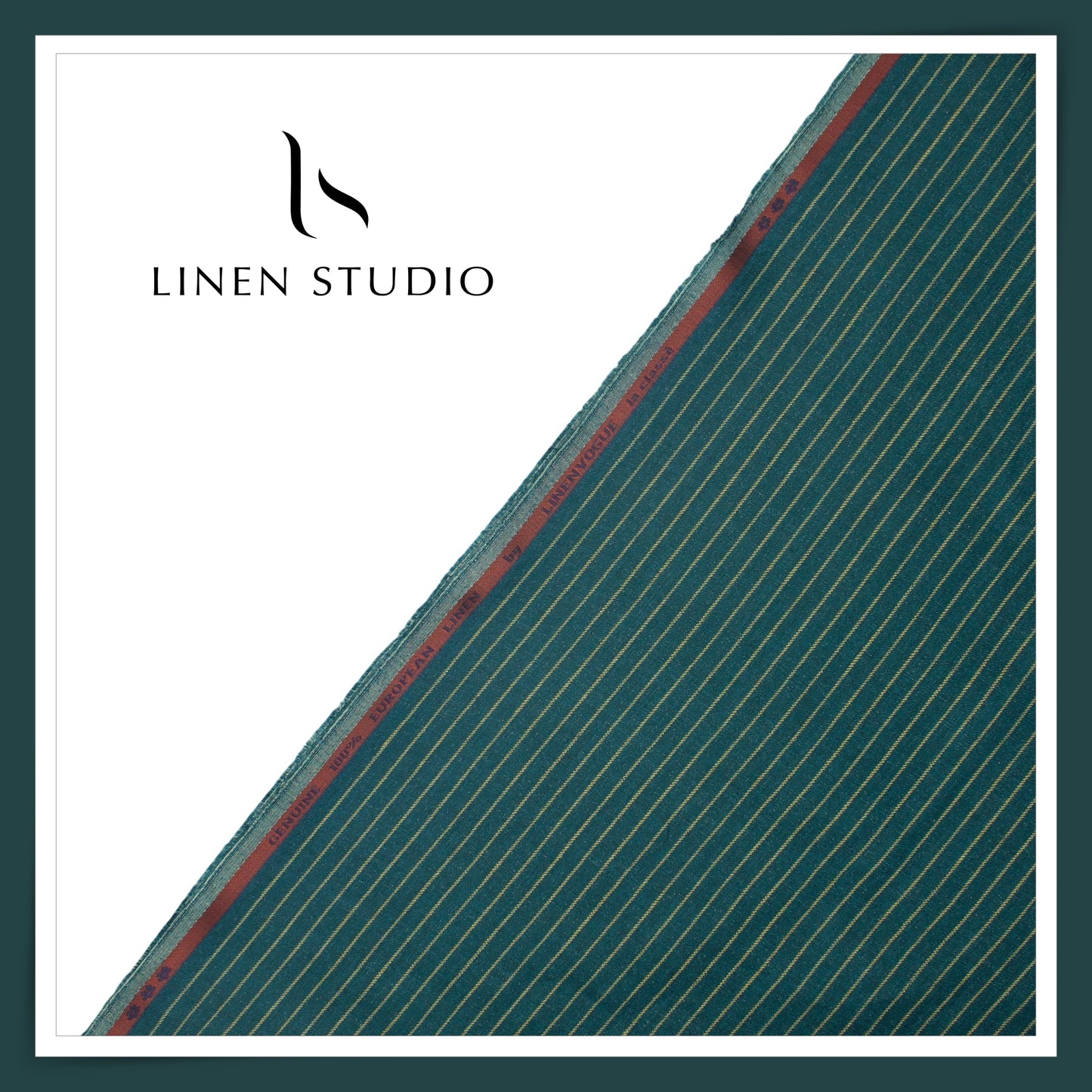 40 Lea Pure Linen Suiting by Linen Vogue - Blue Dianne Stripes (NEW) (Limited Stock!)