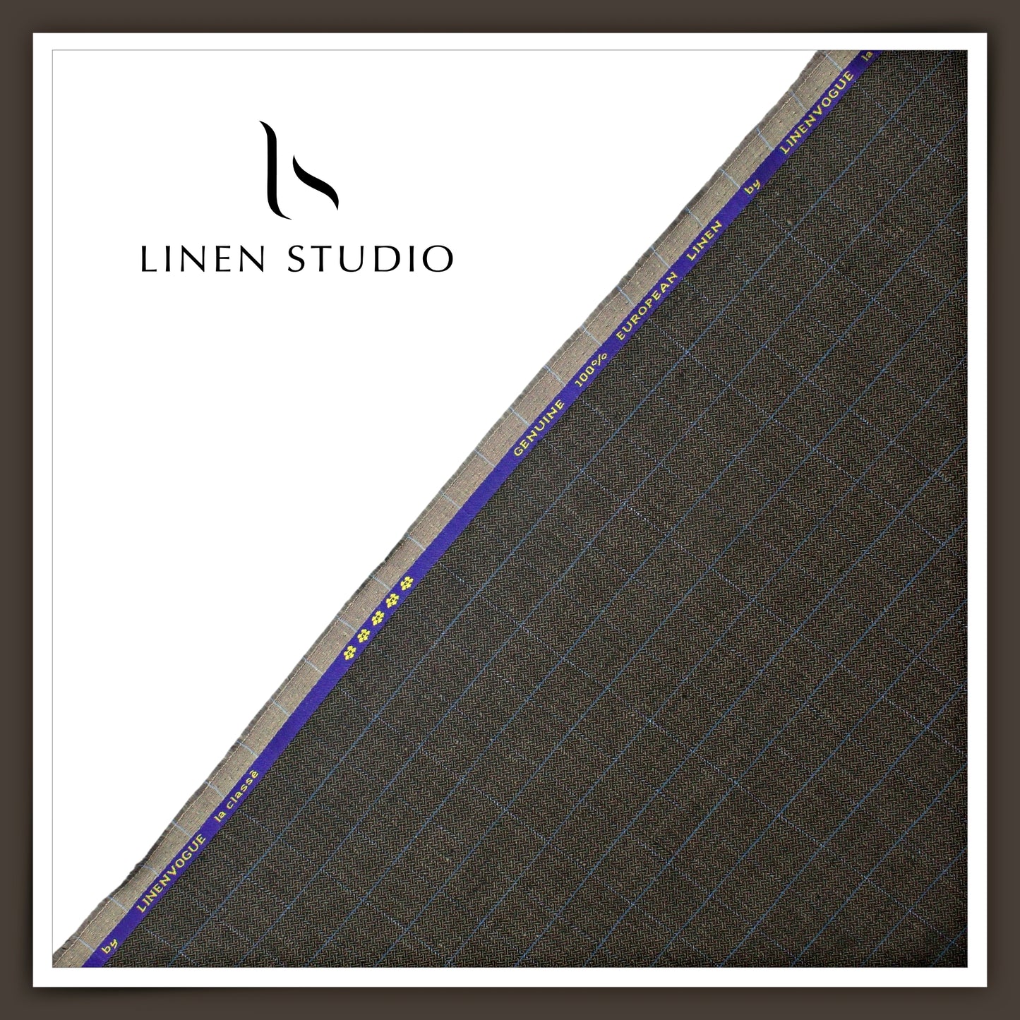 40 Lea Pure Linen Suiting by Linen Vogue - Grey Checks with Dobby (NEW) (Limited Stock!) (Zoom In)