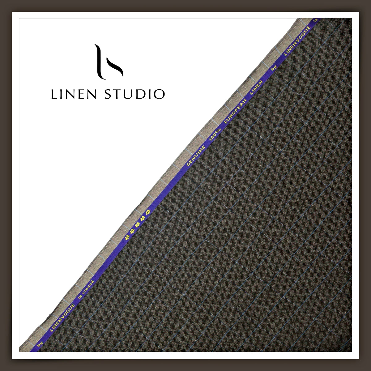 40 Lea Pure Linen Premium Suiting by Linen Vogue - Grey Checks with Dobby (65% OFF - FLAT RATE)