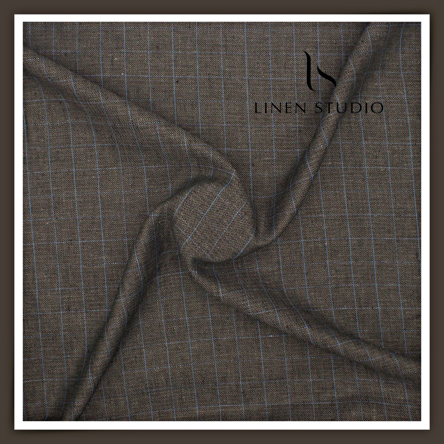 40 Lea Pure Linen Suiting by Linen Vogue - Grey Checks with Dobby (NEW) (Limited Stock!) (Zoom In)
