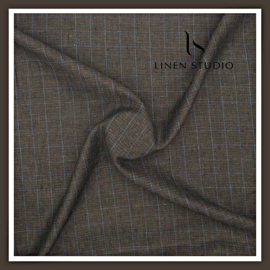 40 Lea Pure Linen Suiting by Linen Vogue - Grey Checks with Dobby (NEW) (Limited Stock!) (Zoom In)
