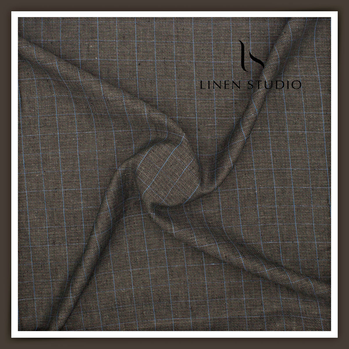40 Lea Pure Linen Premium Suiting by Linen Vogue - Grey Checks with Dobby (65% OFF - FLAT RATE)