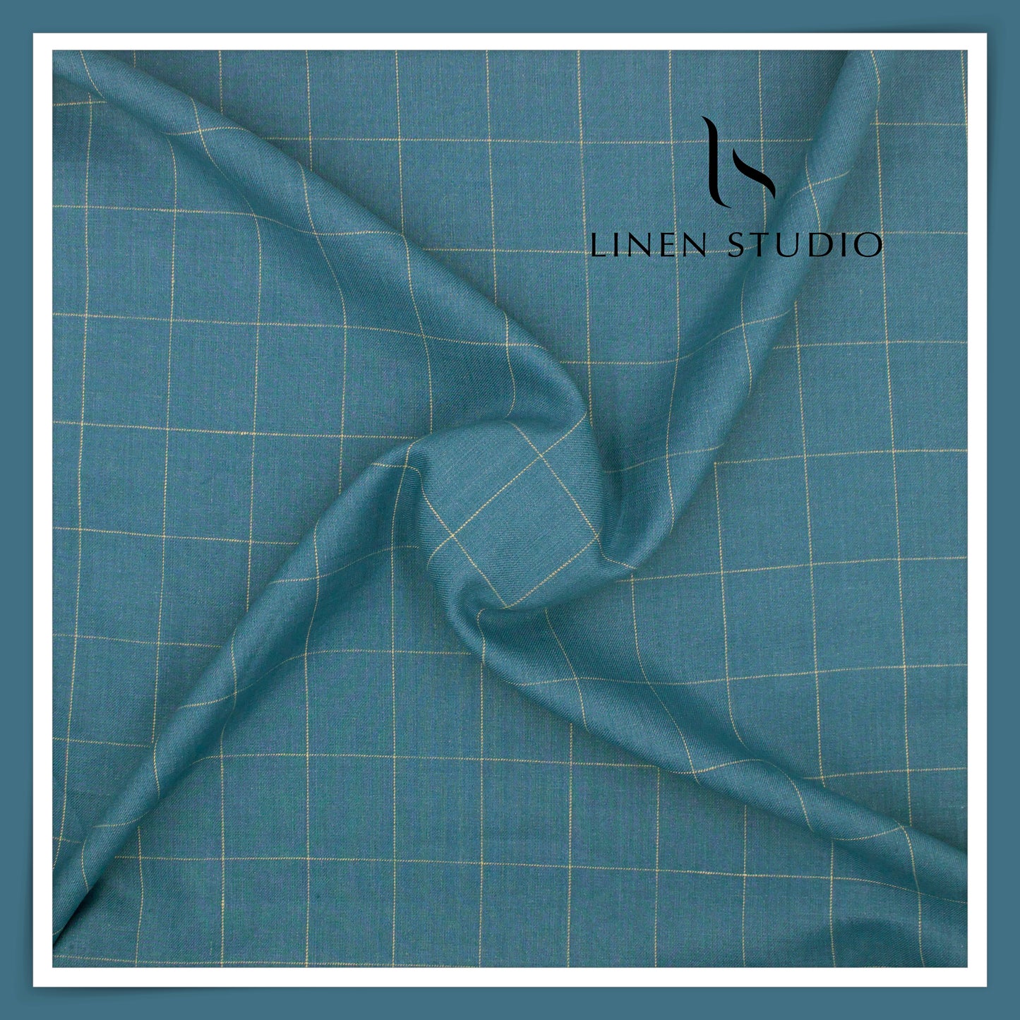 40 Lea Pure Linen Suiting by Linen Vogue - Marble Blue Checks (NEW) (Limited Stock!)