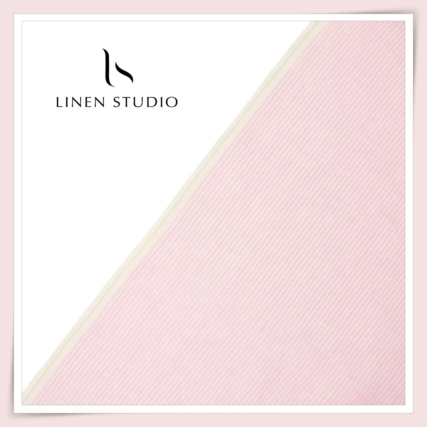 Linen Club 60 Lea Pure Linen Shirting W/O SEL - White & Pink Classic Thin Stripes (30% SALE) (NEW)