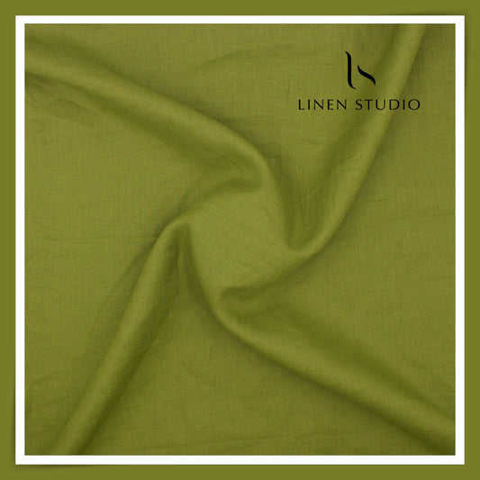 Linen Club 60 Lea Pure Linen Shirting W/O SEL - Sap Green (30% SALE) (NEW)