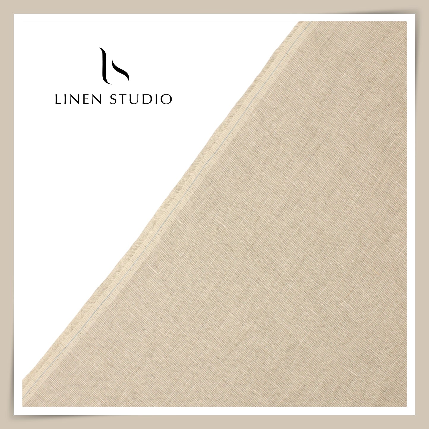 Linen Club 60 Lea Pure Linen Shirting W/O SEL - Light Brown Micro Houndstooth Checks (30% SALE) (NEW)