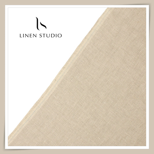 Linen Club 60 Lea Pure Linen Shirting W/O SEL - Light Brown Micro Houndstooth Checks (30% SALE) (NEW)