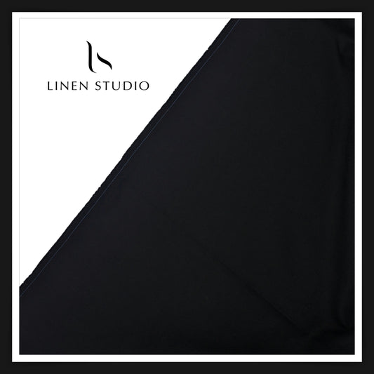Linen Club Linen Cotton Semi Suiting W/O Sel - Jet Black (65% SALE)