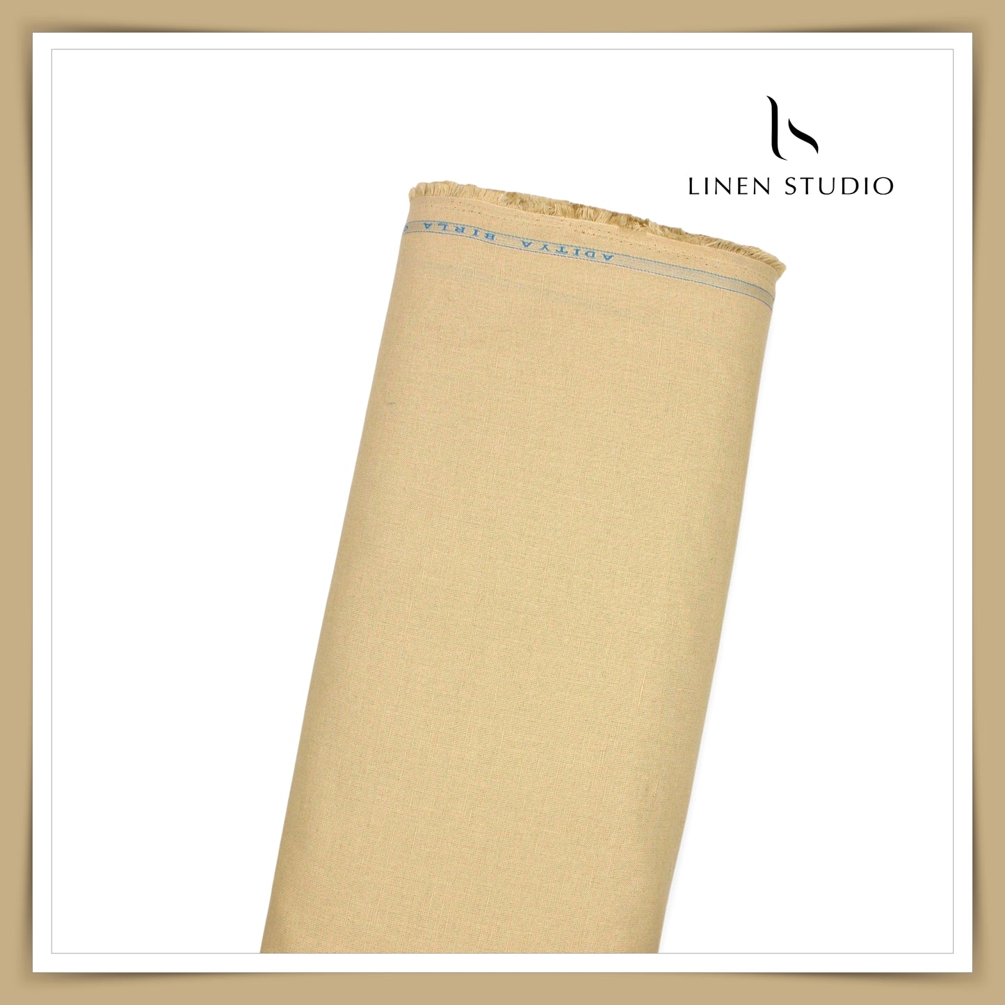Linen Club Linen Cotton Semi Suiting - Wheat Colour (45% SALE)