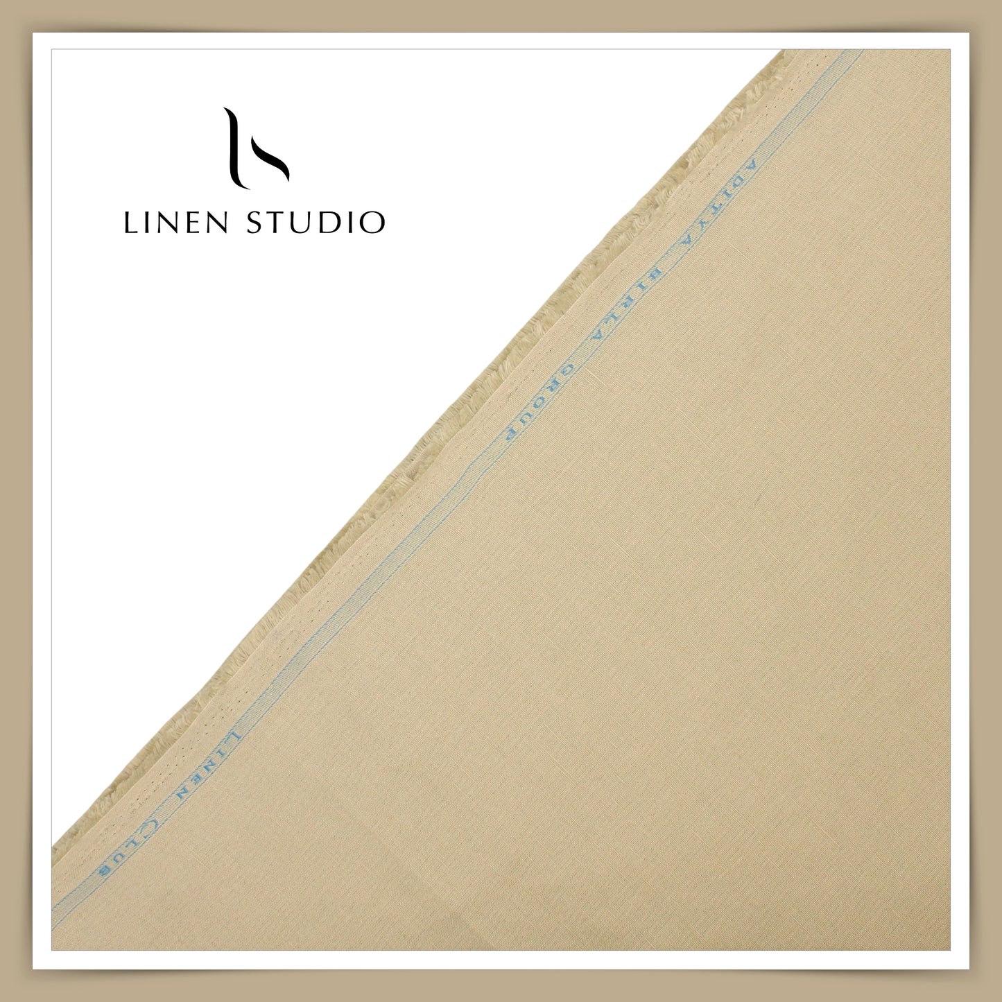 Linen Club Linen Cotton Semi Suiting - Wheat Colour (45% SALE)