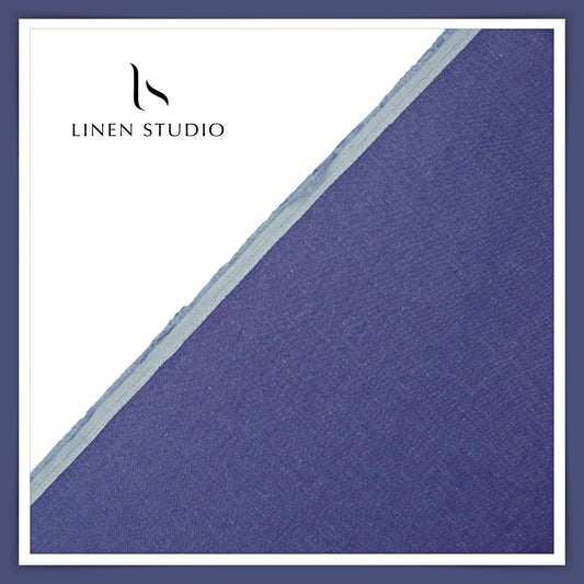 Linen Club Linen Cotton Semi Suiting W/O Sel - Denim Blue (65% SALE)