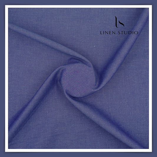 Linen Club Linen Cotton Semi Suiting W/O Sel - Denim Blue (65% SALE)