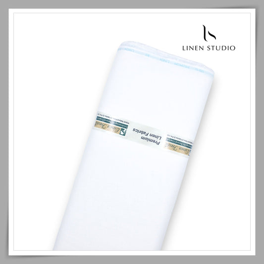 120 Lea x 120 Lea Exclusive Linen Plain Shirting by Linen Fiesta - Bright White (NEW) (Limited Stock)