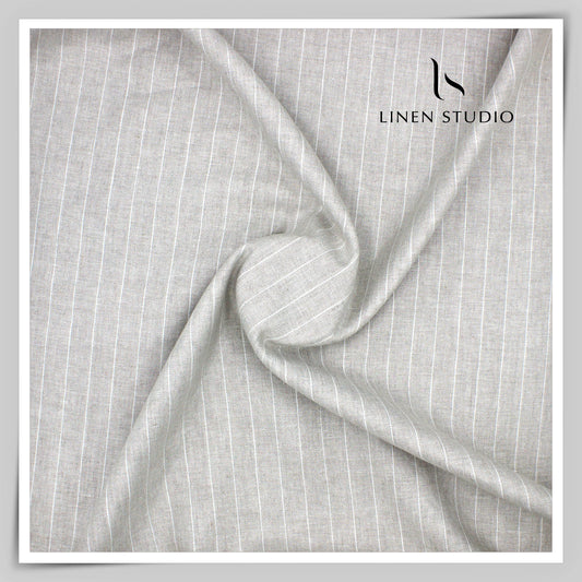 Premium Linen Suiting by Burgoyne - Natural with Classic White Stripes (NEW)