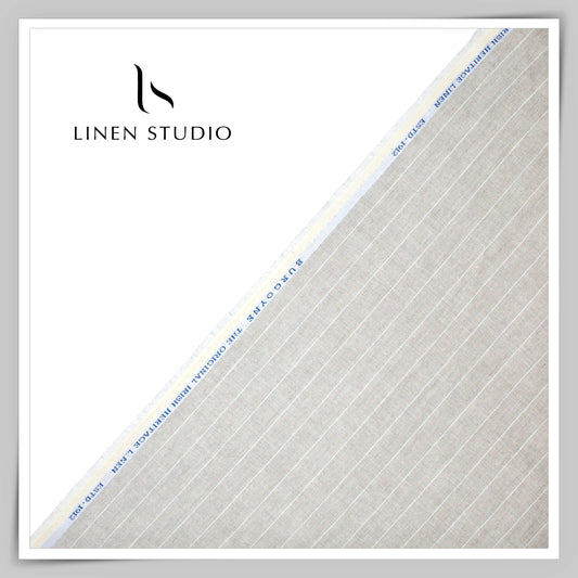 Premium Linen Suiting by Burgoyne - Natural with Classic White Stripes (NEW)