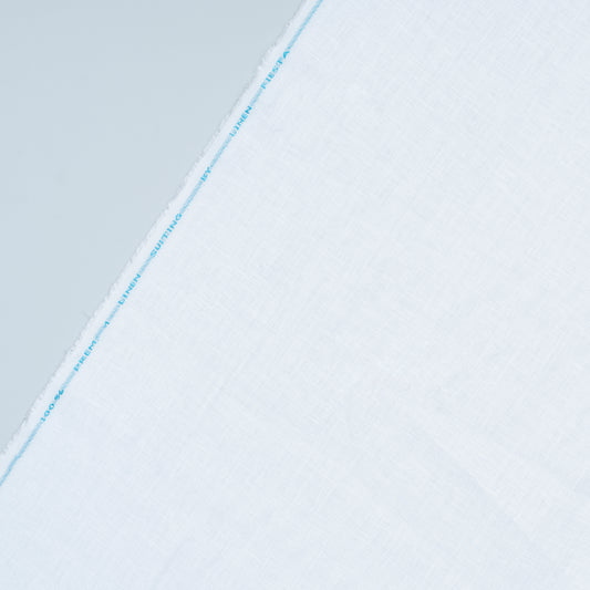 Pure Linen Trouser Fabric - Herringbone White - Linen Studio