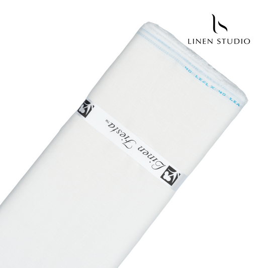 40 Lea Off-White Pure Linen Shirting - Linen Studio