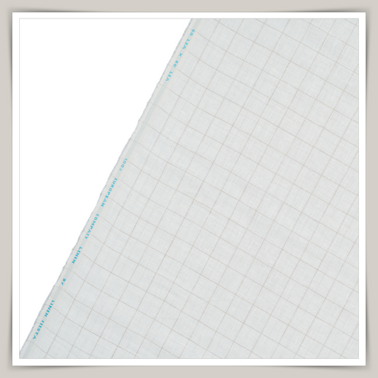 Cream Self Checks - 60 Lea Pure Linen - Linen Studio
