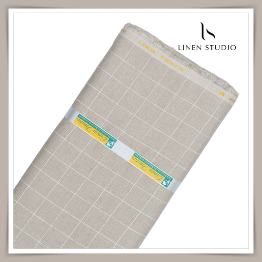 Natural Self Checks - 60 Lea Pure Linen - Linen Studio