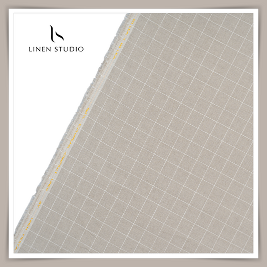 Natural Self Checks - 60 Lea Pure Linen - Linen Studio