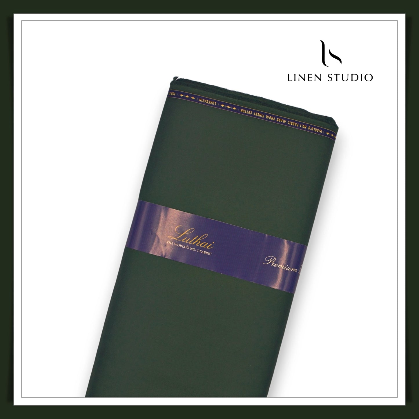 Luthai 100% Luxury Cotton Satin Shirting - Timber Green (NEW)