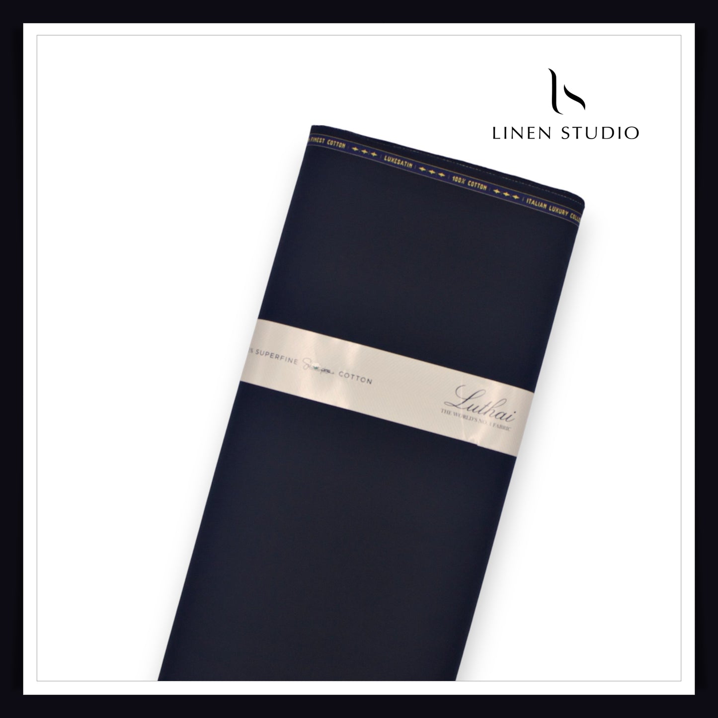 Luthai 100% Luxury Cotton Satin Shirting - Dark Navy Blue (NEW)