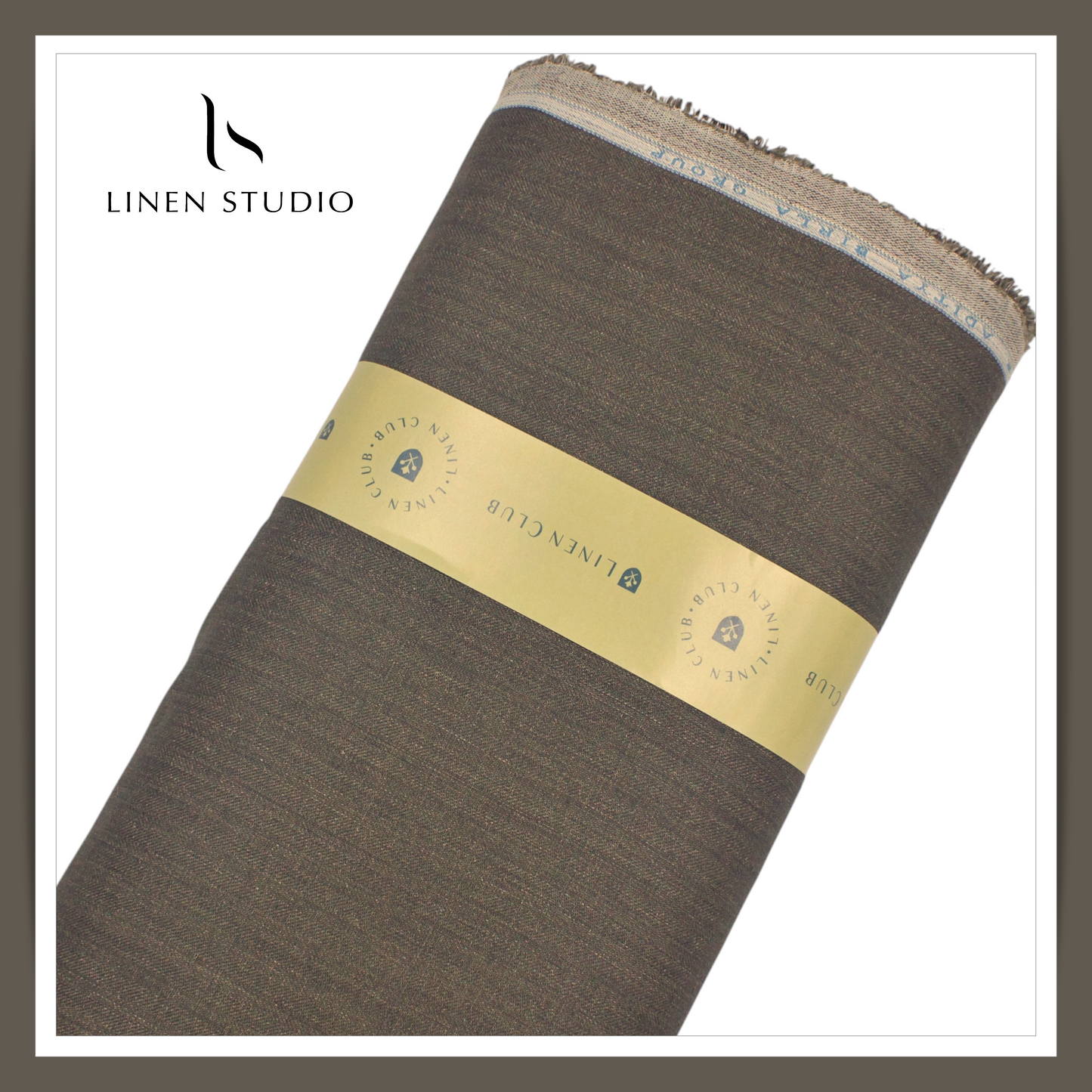 Linen Club 50 Lea Premium Linen Suiting - Sand Dune Subtle Herringbone Stripes (NEW) (Zoom In)