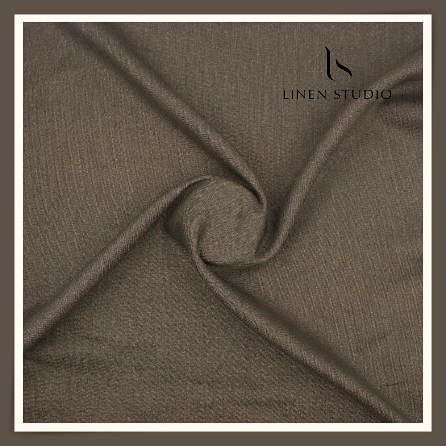 Linen Club 50 Lea Premium Linen Suiting - Sand Dune Subtle Herringbone Stripes (NEW) (Zoom In)