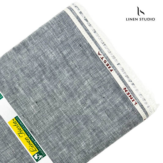 Linen Fiesta 60 Lea Plain Shirting - Dual Tone Grey (NEW)