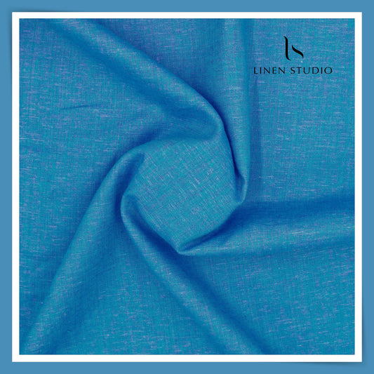 Linen Fiesta 60 Lea Plain Shirting - Peacock Blue (Fastest Selling)