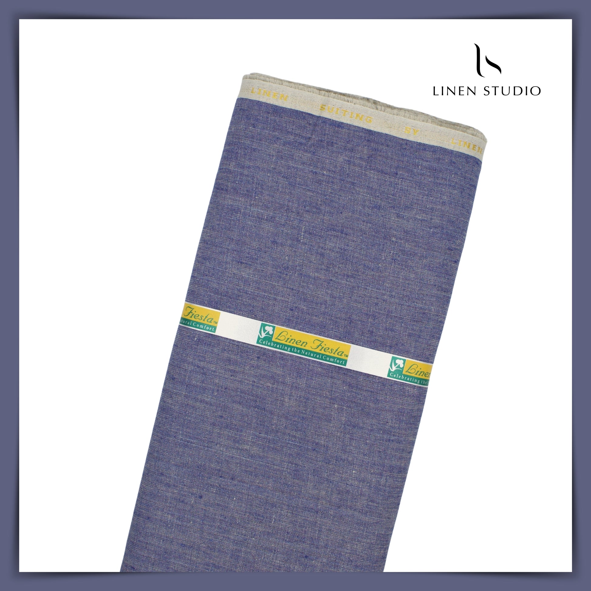 Pure Linen Suiting - Purplish Blue - Linen Studio