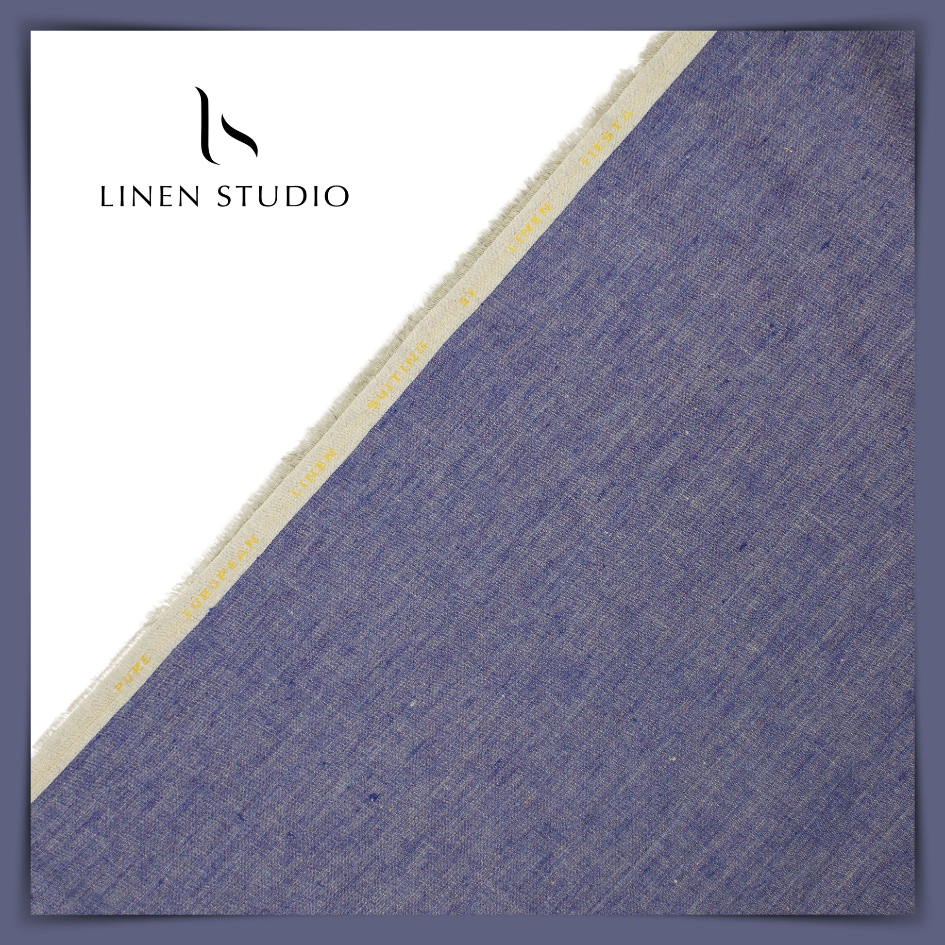 Pure Linen Suiting - Purplish Blue - Linen Studio