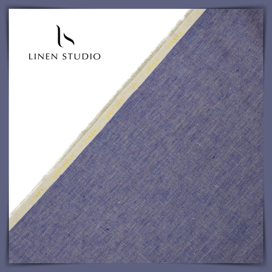 Pure Linen Suiting - Purplish Blue - Linen Studio