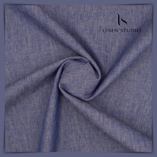 Pure Linen Suiting - Purplish Blue - Linen Studio