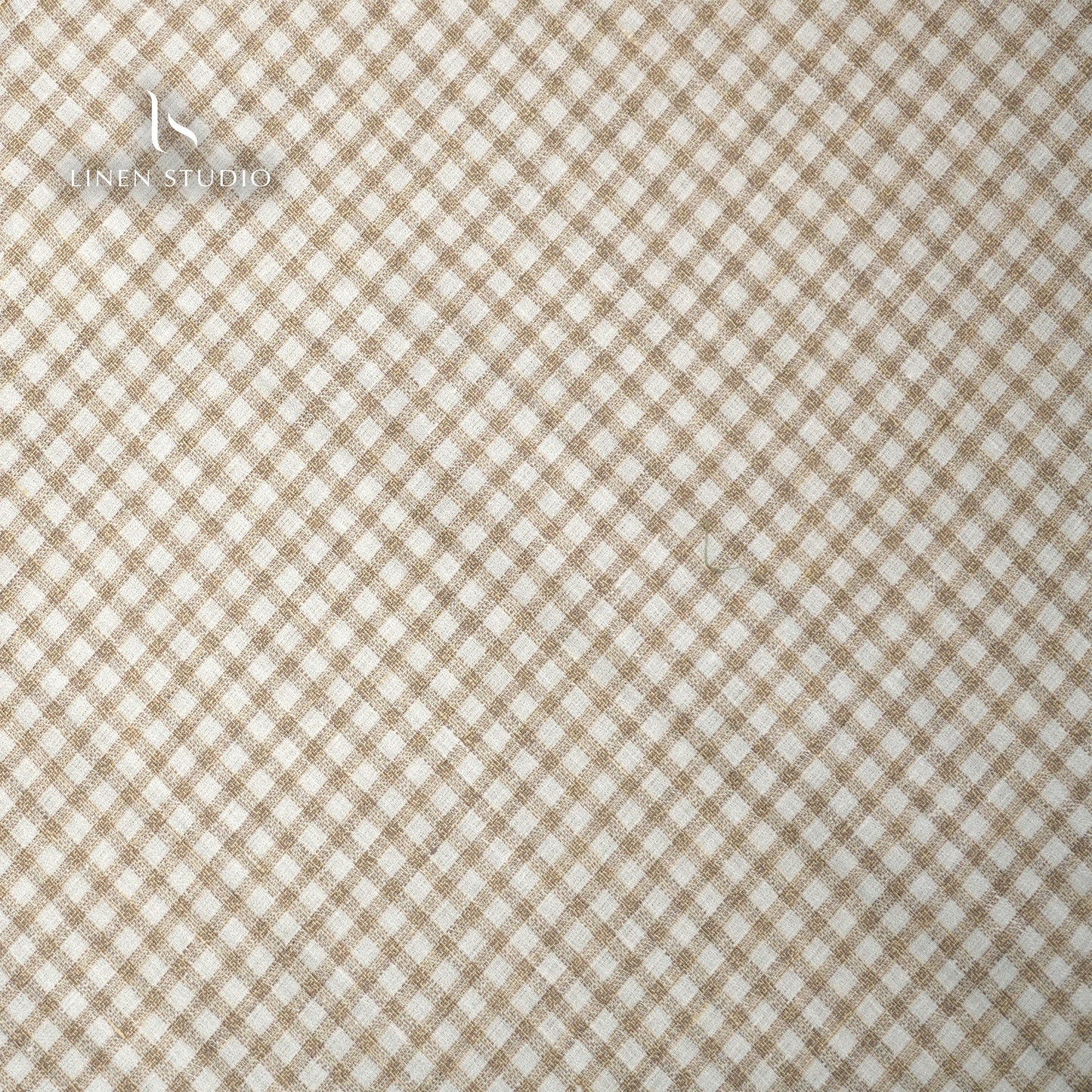 Premium Twill Shirting 60 Lea - White and Brown Checks (zoom in) - Linen Studio