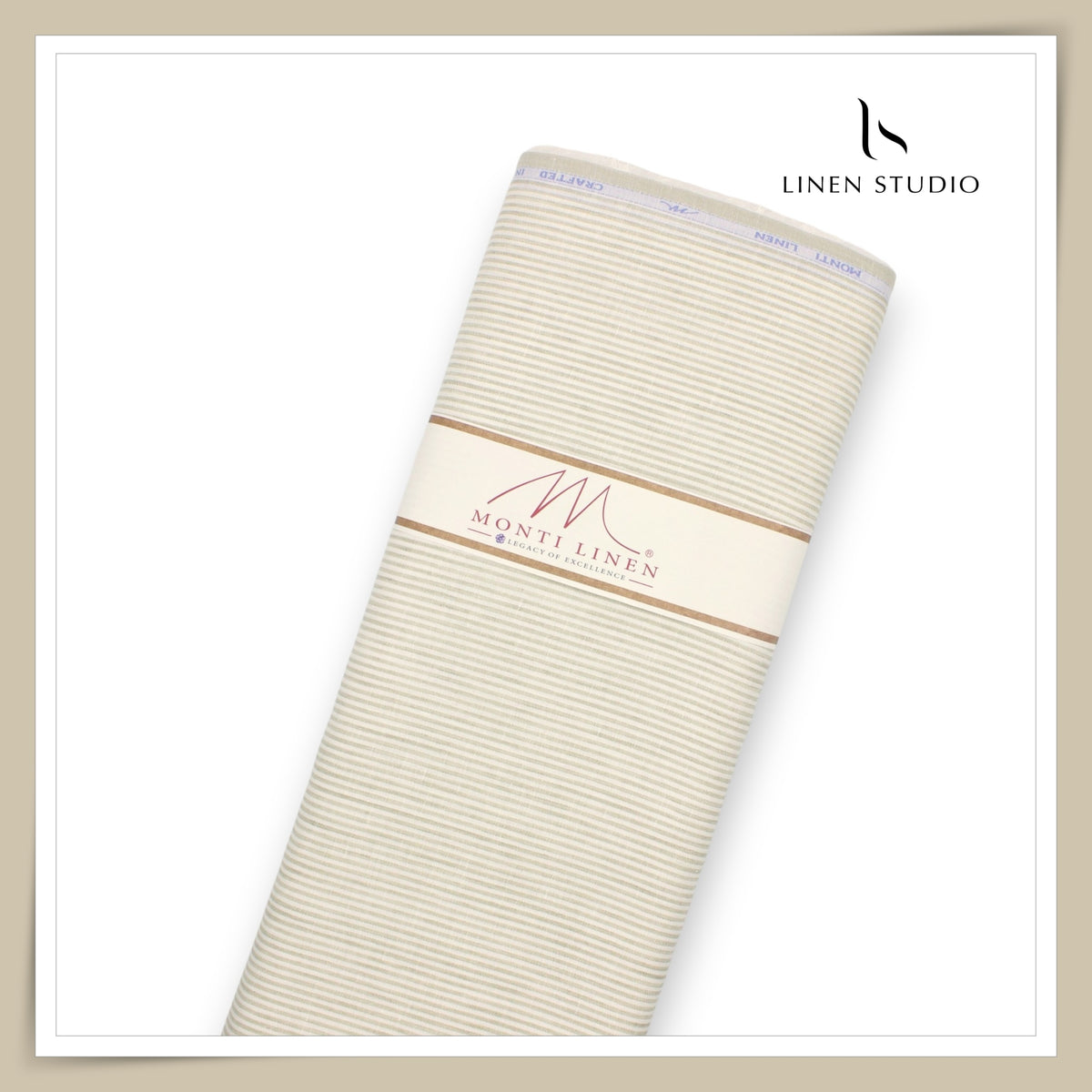 Tessitura Monti 70 Lea Shirting - Beige and Cream Narrow Stripe (NEW) (Fastest Selling)