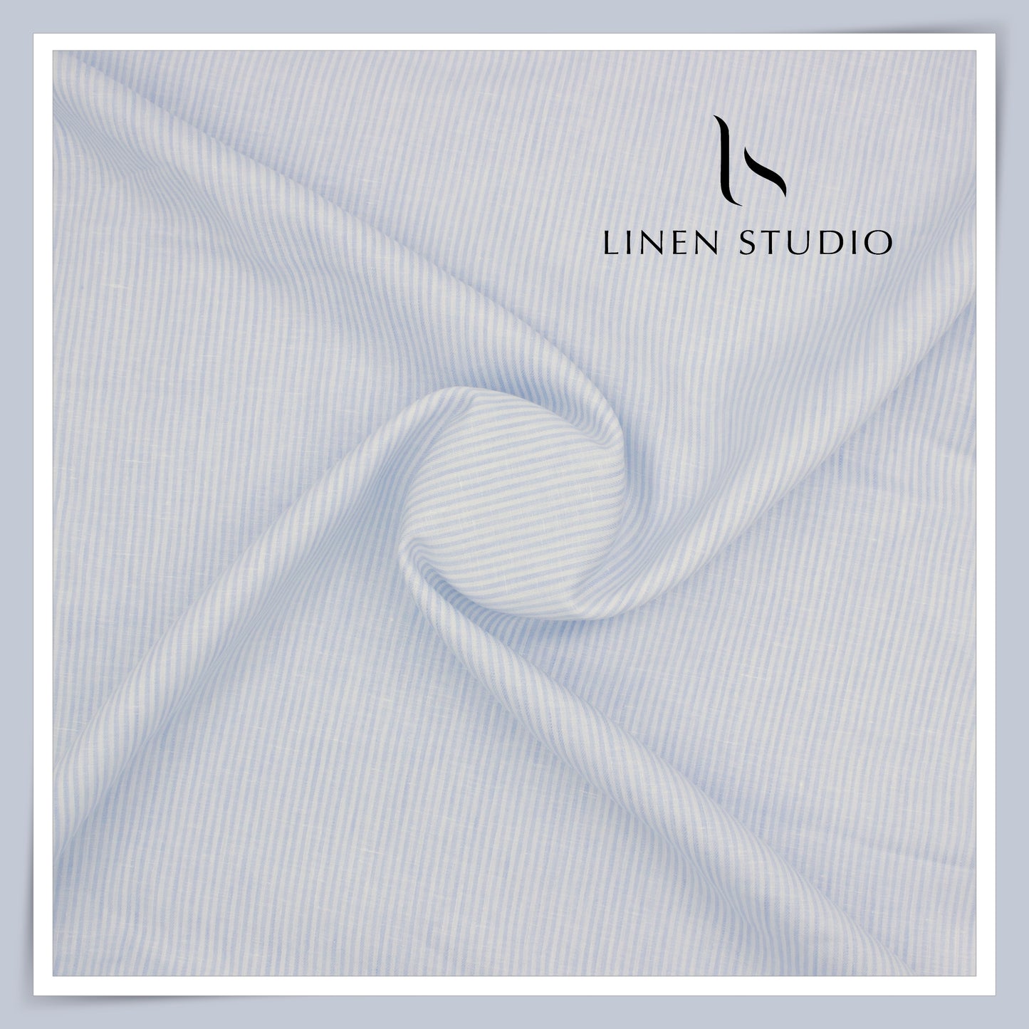 Tessitura Monti 100% Pure Linen 70 Lea Shirting - Classic White & Blue Stripes (NEW) (Fastest Selling)
