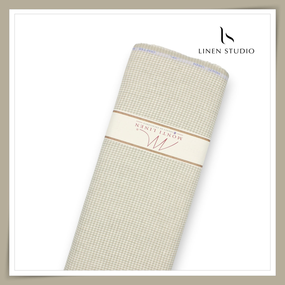 Tessitura Monti 70 Lea Shirting - Beige and White Gingham Checks (NEW) (Fastest Selling)