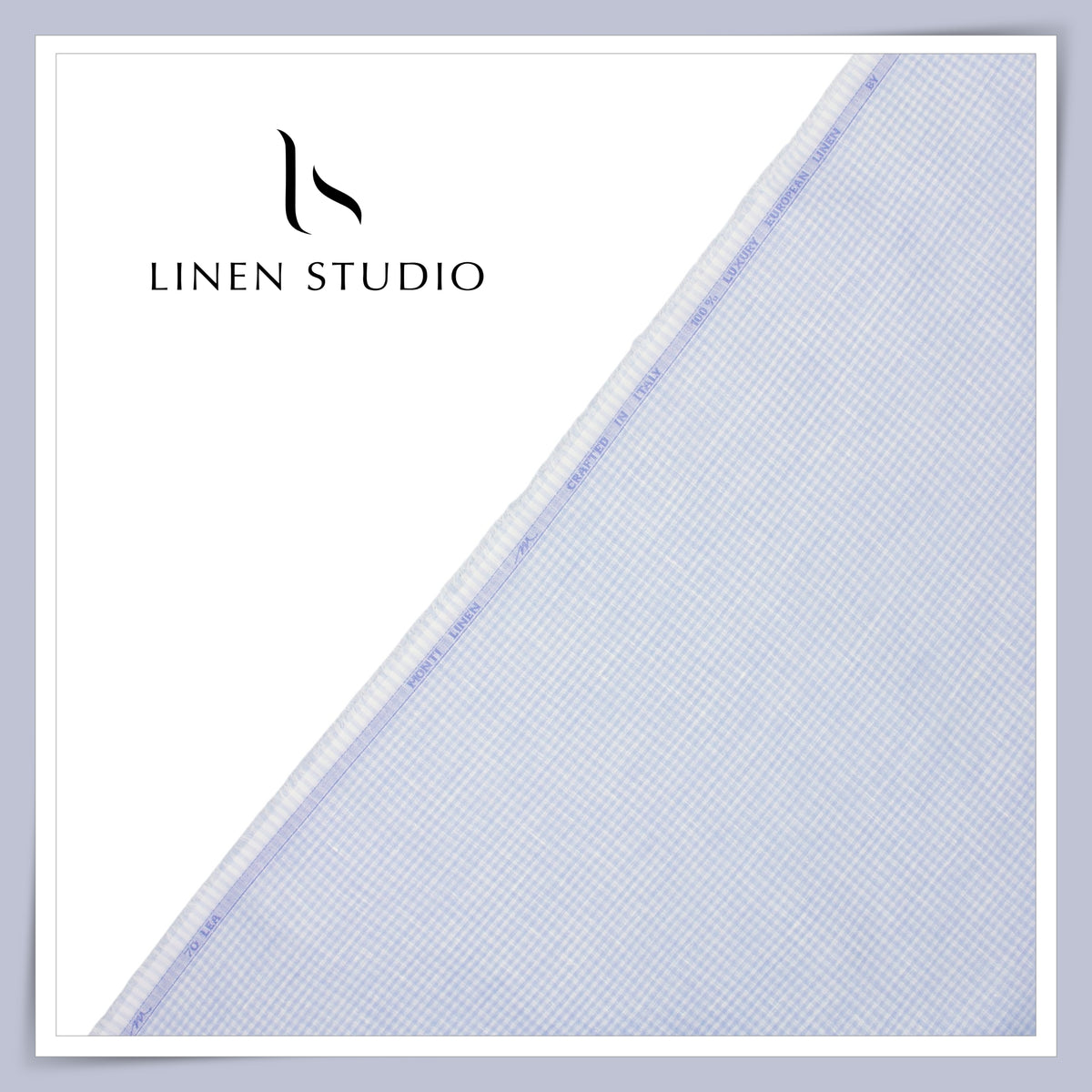 Tessitura Monti 70 Lea Shirting - Blue & White Gingham Checks (NEW) (Fastest Selling)