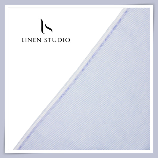 Tessitura Monti 70 Lea Shirting - Blue & White Gingham Checks (NEW) (Fastest Selling)